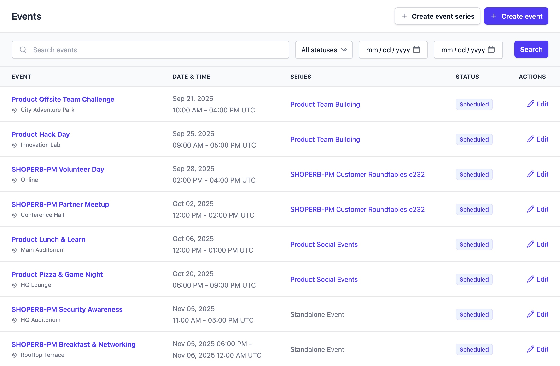 Joinvite Dashboard – Best Event Management Software for Corporate Events and Team Planning